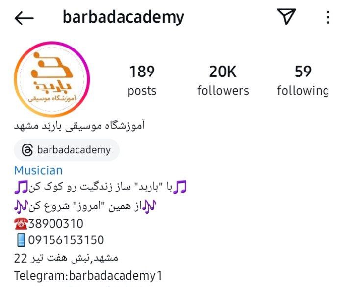 آموزشگاه موسیقی باربد